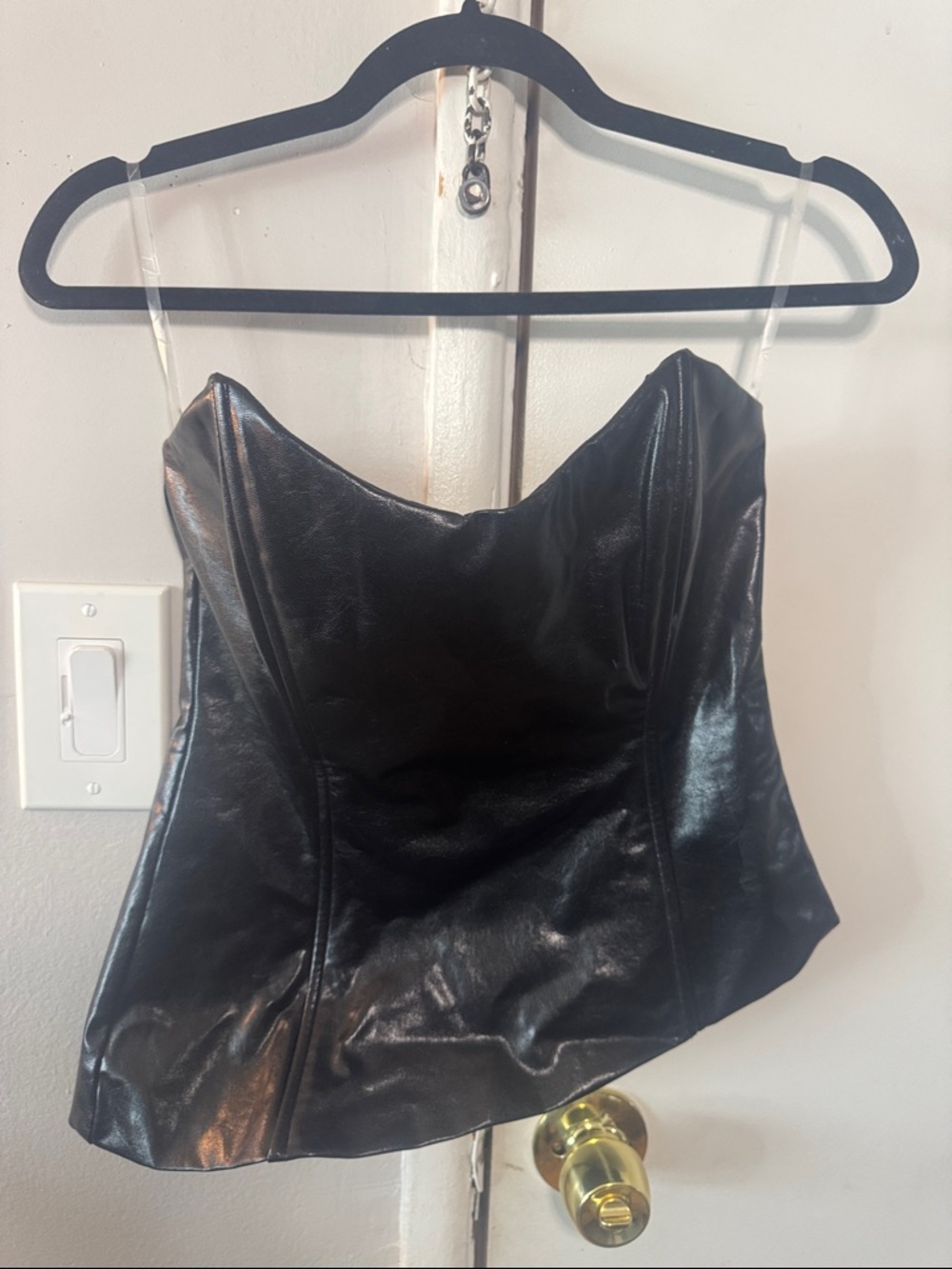 Faux Leather Black Corset Top meshki